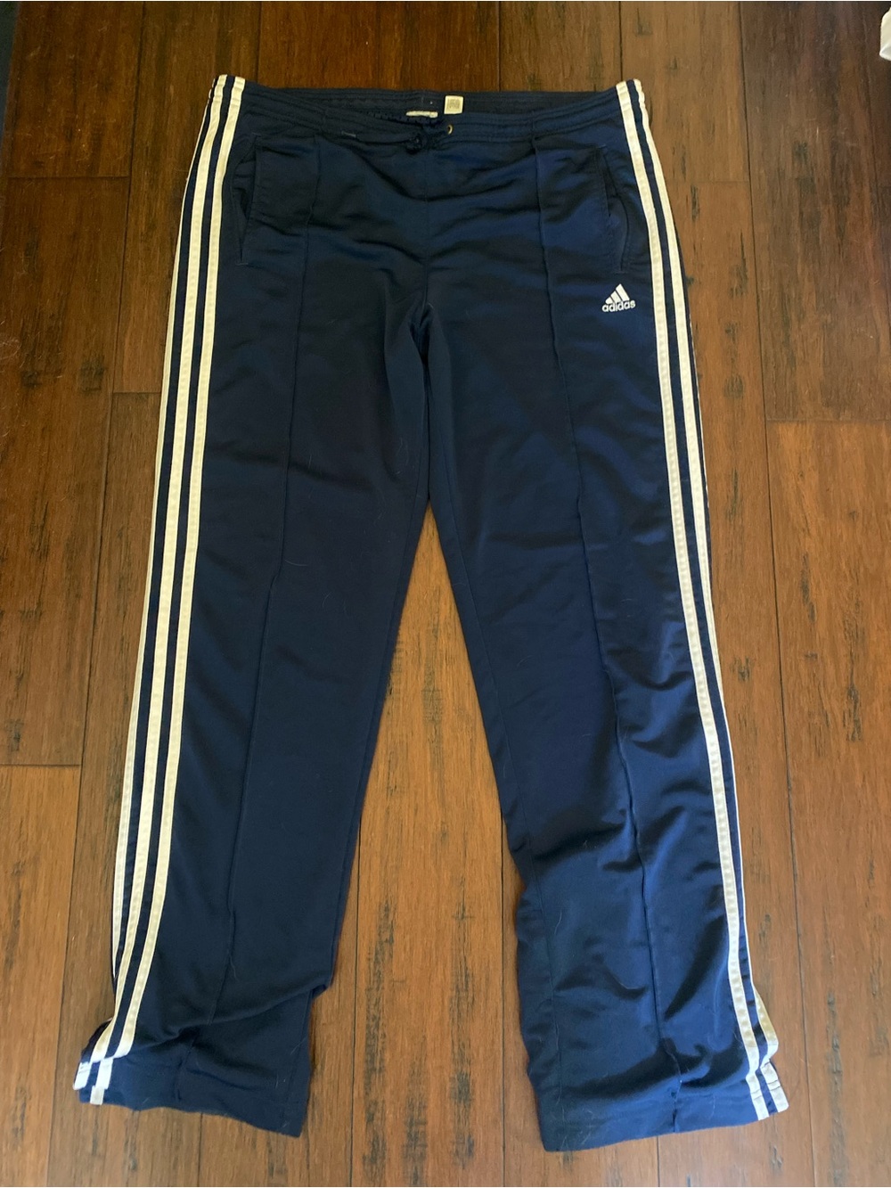 Vintage adidas Navy Blue Track Pants with White Triple Stripes